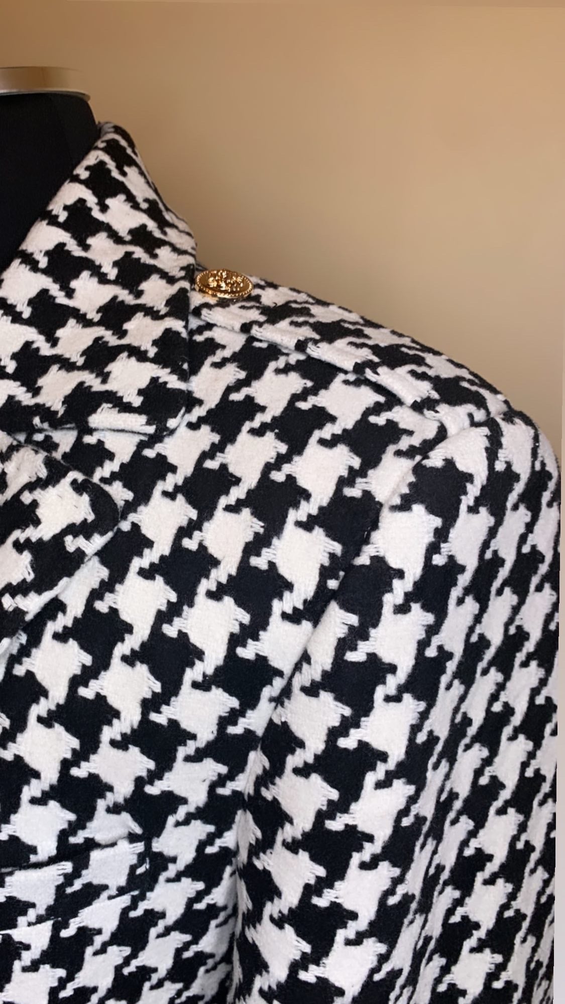 Cedron Collection Hand-Crafted Bespoke Houndstooth Coat.